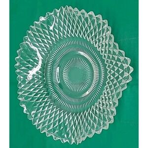 Vintage Clear Indiana Glass Candy Dish Bowl Diamond Circle Bon Bon Dish EUC